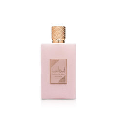 Lattafa Ameerat Al Arab Prive Rose bottle showcasing luxurious design.