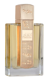 Lattafa Angham bottle close-up highlighting citrus and musk notes for daily wear.