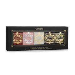 Lattafa Bade’e Al Oud mini-bottles display reveals five distinct moods for experimentation.