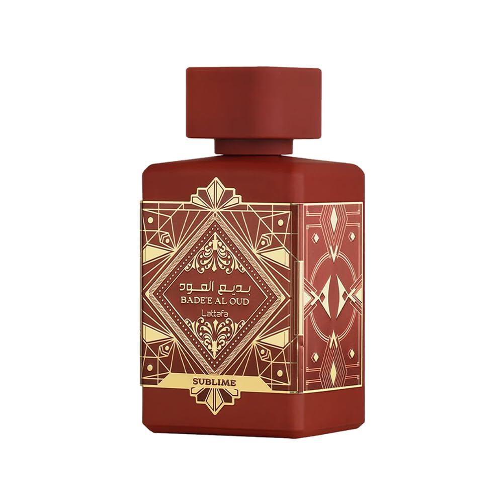 Lattafa bottle front view showing elegant design and lasting wear