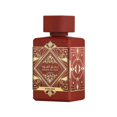 Lattafa bottle front view showing elegant design and lasting wear