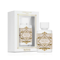 Lattafa Bade'e Al Oud Honor & Glory base notes reveal creamy, woody depth with vanilla and moss.