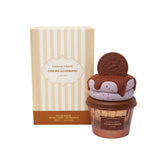 Lattafa Cookie Crave bottle front with warm gourmand aroma for cozy evenings.