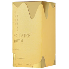 Lattafa Eclaire Banoffi on-skin reveals vanilla-musk warmth for cozy day or night wear.