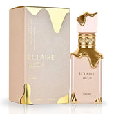 Lattafa Eclaire perfume bottle – elegant front view for daily confidence.