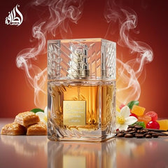 Lattafa Khamrah Qahwa cap closeup highlighting premium detailing for gift-worthy presentation.