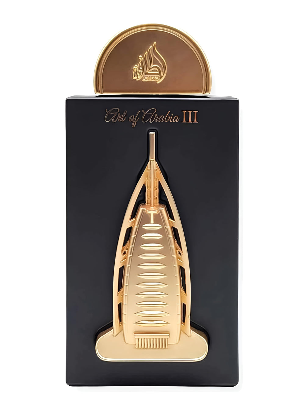 Lattafa Pride Art Of Arabia III bottle front for daily wear and elegant evenings.