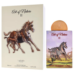 Lattafa Pride Art of Nature II base-notes vanilla and ambroxan add warm depth and longevity.