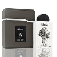 Lattafa Pride Breeze bottle front showcases a refined, unisex fragrance for everyday elegance and calm.