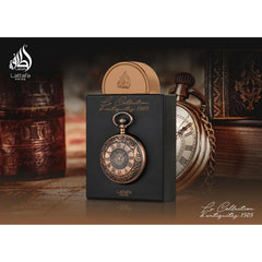 Lattafa Pride La Collection d'Antiquites 1505 close-up reveals Osmanthus and Olibanum for depth and versatility.