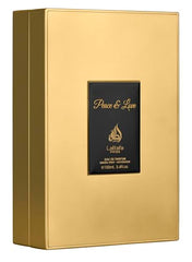 Lattafa Pride Peace & Love closeup of rose-tuberose conveys graceful floral nuance for romantic evenings.