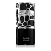 Lattafa Qimmah bottle with citrus top notes, refreshing daytime presence.