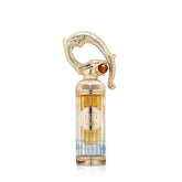 Lattafa Sehr bottle top view evokes cozy evenings with warm cinnamon and almond.