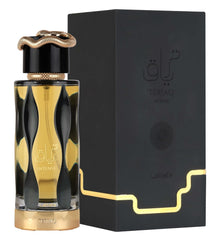 Lattafa Teriaq Intense base notes tonka bean amber benzoin — deep, lasting warmth