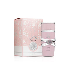 Lattafa Yara tropical-gourmand mid-notes create a lush, appetizing aroma.