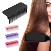 LaughYee flat iron comb attachment on straightener in dark black enables quick one-handed styling.