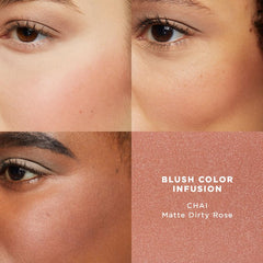 Brush stroke applying Laura Mercier Blush Color Infusion for a sheer to bold finish.