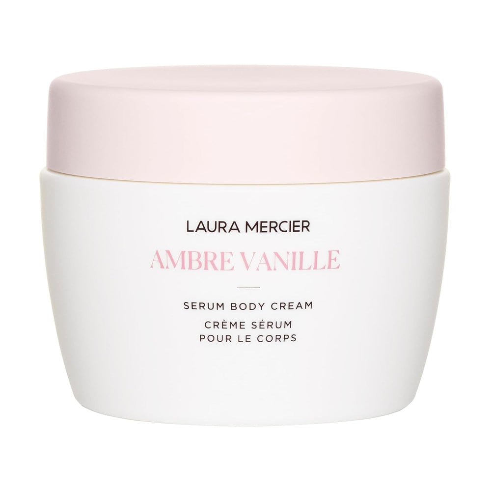 Laura Mercier Serum Body Cream bottle close-up showing silky hydration