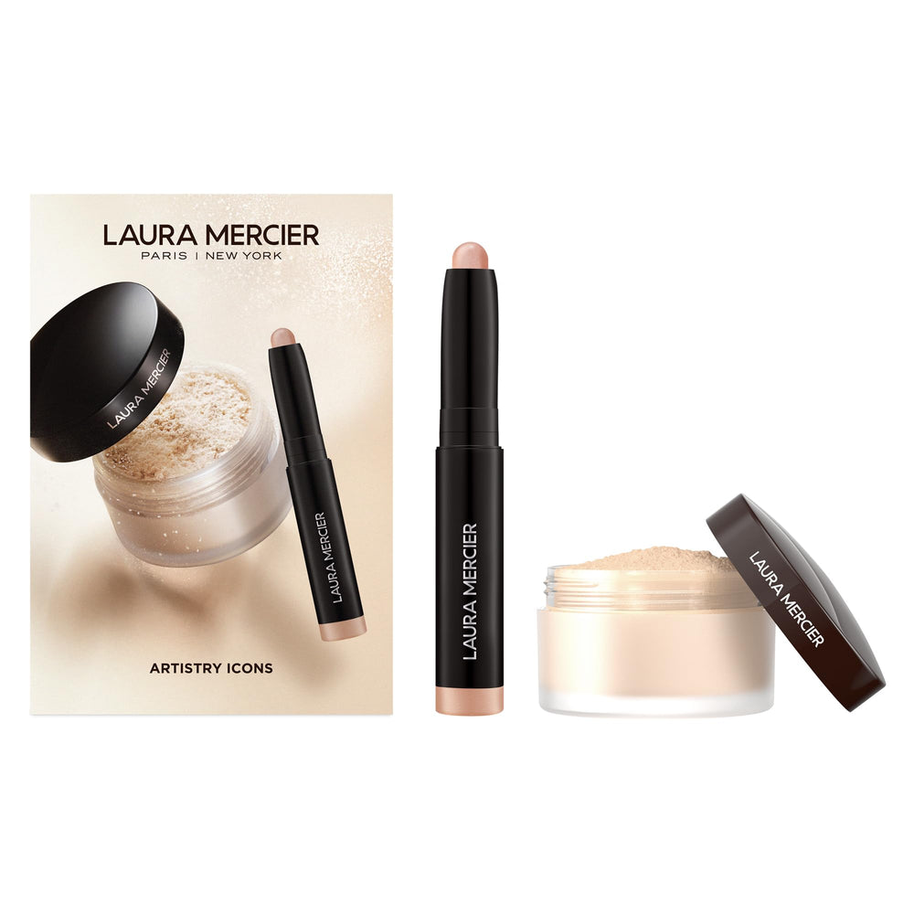 Laura Mercier translucent loose powder jar demonstrates oil absorption for a lasting matte finish.
