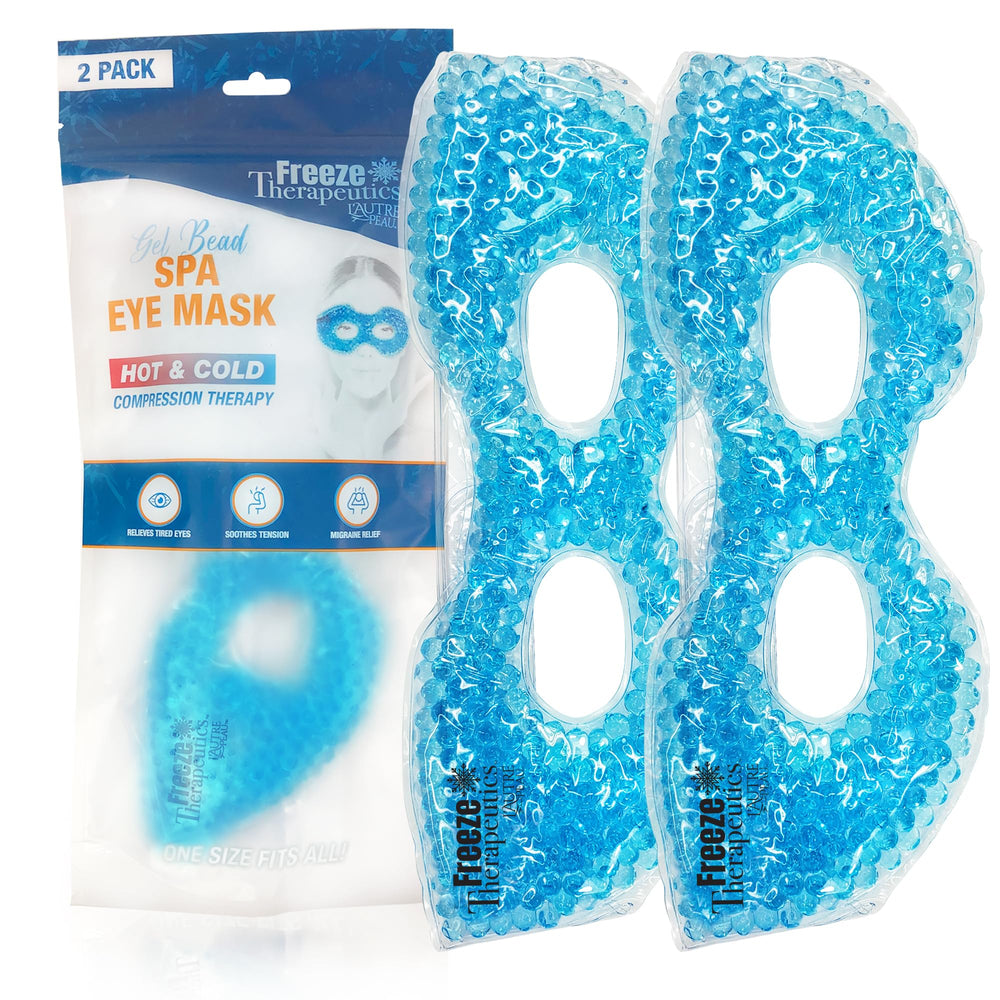lautre-peau two-pack eye masks in blue design for cooling and warming relief