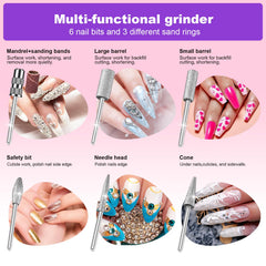 LAVAED nail drill pink-compact-design positioned for easy storage and travel
