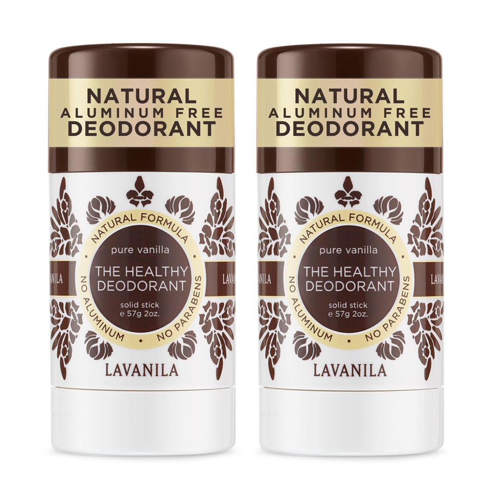 Lavanila Pure Vanilla deodorant pack of 2oz bottles for long-lasting odor protection.