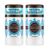 Lavanila Vanilla Coconut Deodorant 2-Pack box shows portable freshness for on-the-go use.