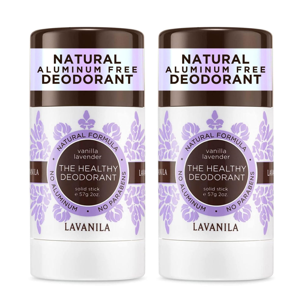 Lavanila Vanilla Lavender deodorant packaging with dual sticks for daily use.