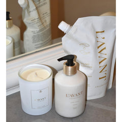 Fresh Linen fragrance close-up from L'AVANT Collective shows refreshing scent during application