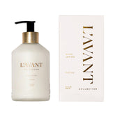 L'AVANT Collective Luxury Hand Lotion glass bottle front shows premium hydration for dry hands.
