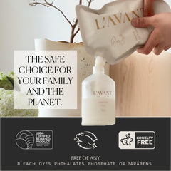 Before and after of soft hands with L'AVANT Collective luxury lotion refill