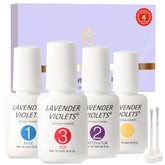 Lavender Violets dip powder liquid set packaging ideal for quick at-home manicure without a lamp.