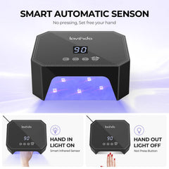 Lavinda 54W nail lamp auto sensor activation demonstrates hands-free curing experience
