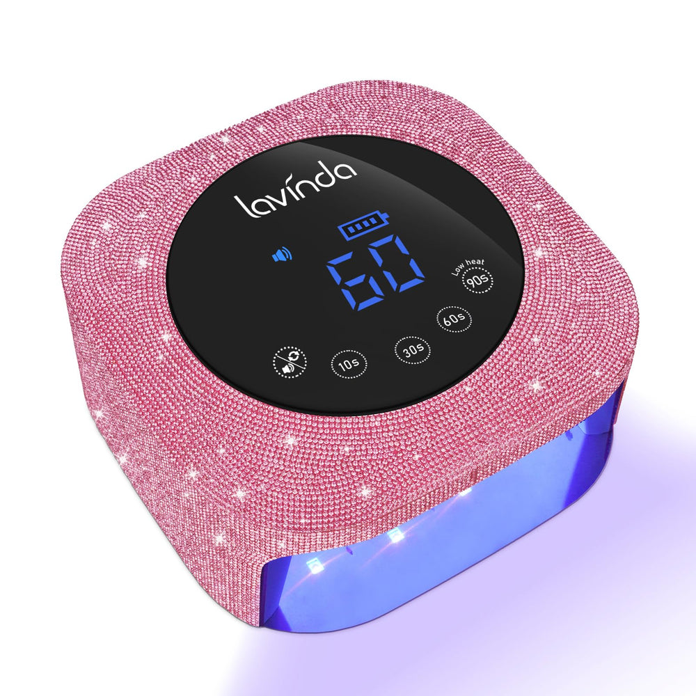 Lavinda cordless UV nail lamp front view for on-the-go gel manicures.