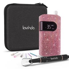 Lavinda nail drill with pink diamond exterior for stylish home nail care.