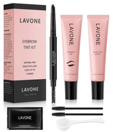 LAVONE Eyebrow Color Kit box shows quick setup for lasting definition.