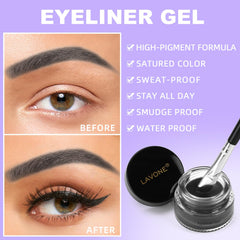 LAVONE angled eyeliner brush enables precise lines and versatile looks.