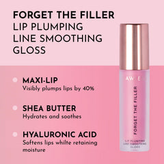 Lawless Forget the Filler gloss close-up shows plump lips and high shine for day wear.