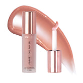 Lawless Forget The Filler Lip Plumper line gloss Nudie Pink applied for instant plump and gloss.