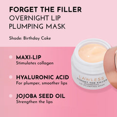 Lawless Forget The Filler Overnight Lip Mask swatch demonstrates creamy moisture on lips