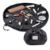 Lay-n-Go Cosmo layflat open shows organized makeup for quick access on travel days.