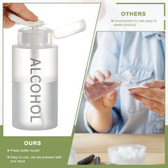 Layhit alcohol pump bottle in use dispensing a precise amount.