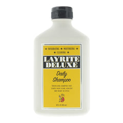 Layrite Daily Shampoo bottle highlights barber-grade care and daily cleansing.