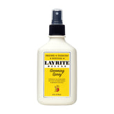 Layrite Grooming Spray bottle close-up showing buildable hold for versatile styling.