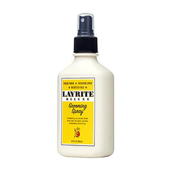 Layrite Grooming Spray applied to damp hair for priming and texture.