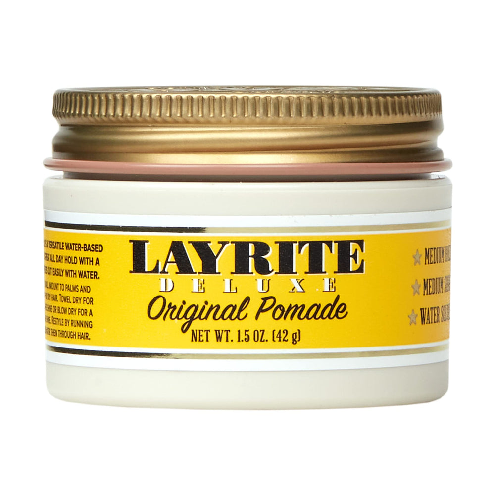 Layrite Original Pomade 1.5 oz tube close-up showing easy distribution for quick styling