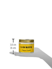 Layrite Original Pomade slick back look highlighting all day hold and natural finish
