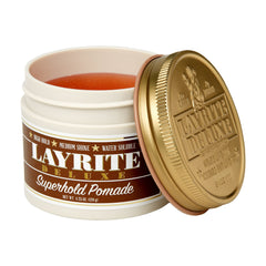 Layrite Superhold Pomade Orange hair-styling shot shows long-lasting hold for demanding styles