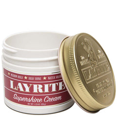 Layrite Supershine Cream hair styling application showing sleek, polished finish.