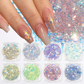Laza 8 Colors nail art glitter jars iridescent sparkle for nails.